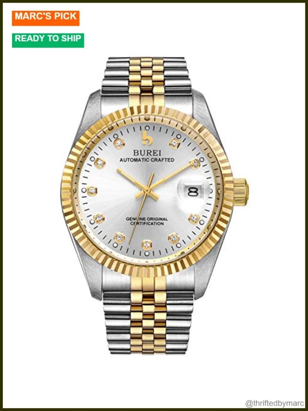 Luxury Automatic Watch Waterproof Mechanical Two Tone Strap